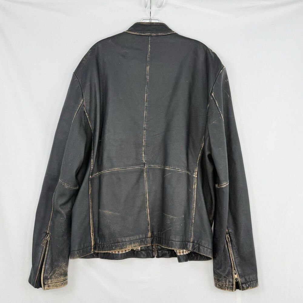 Top Gun Leather Jacket Mens XXL Distressed Moto Aviator Vintage Aviation - Picture 4 of 16
